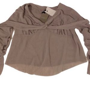 Anthropologie Edith II By Camilla Staerk sheer Taupe Top Sz L NWT